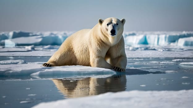 large dangerous polar bears on an ice floe in the Arctic