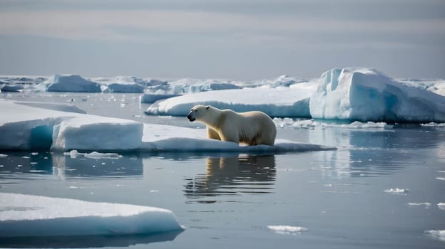 large dangerous polar bears on an ice floe in the Arctic