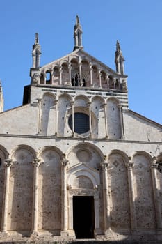 The Cathedral of Saint Cerbonius with Bell tower at the Garibaldi square in Massa Marittima. Italy