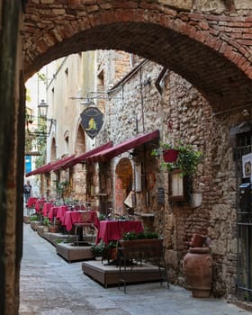 Massa Marittima, Italy - Sept 11, 2022: The old town  of Massa Marittima, also known as the Citta Slow, in Tuscany, Italy