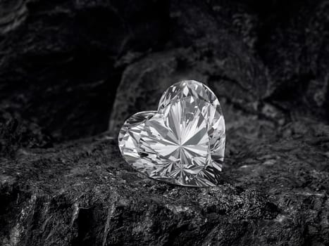Heart diamond on black coal background