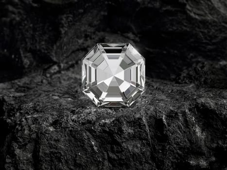 diamond on black coal background