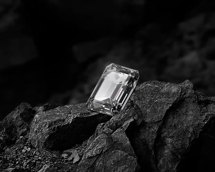 diamond on black coal background