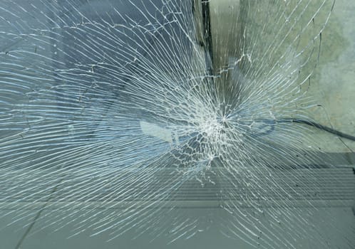 Detailed shot of a cracked glass pane