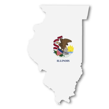 An Illinois State Flag Map Illustration with clipping path