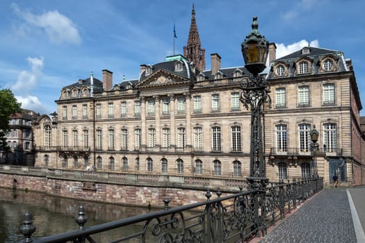 Old buildings in the historic Little Venice area of the city of Strasbourg in the Alsace region of France. This area of the city is a UNESCO World Heritage Site.