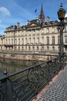 Old buildings in the historic Little Venice area of the city of Strasbourg in the Alsace region of France. This area of the city is a UNESCO World Heritage Site.