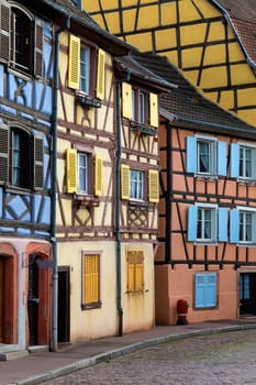 Old buildings in the historic Little Venice area of the old town of Colmar in the Alsace region of northeast France.