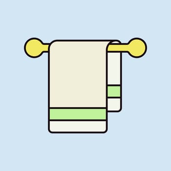 Towel in hook vector isolated icon. Hotel sign. Graph symbol for travel and tourism web site and apps design, logo, app, UI
