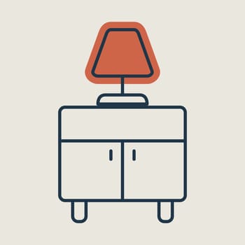 Bedside table with lamp vector icon. Graph symbol for furniture, web site and apps design, logo, app, UI
