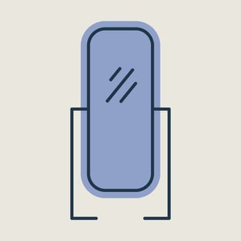 Mirror with stand in a sleek vector icon. Graph symbol for furniture, web site and apps design, logo, app, UI
