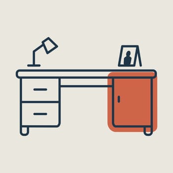 Work desk with lamp vector icon. Graph symbol for furniture, web site and apps design, logo, app, UI