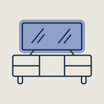 TV stand vector icon. Graph symbol for furniture, web site and apps design, logo, app, UI