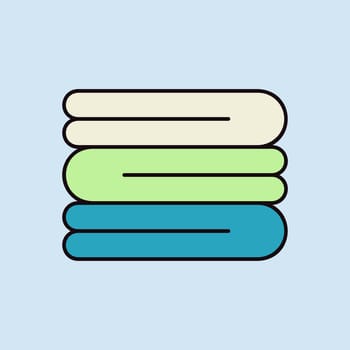 Stack of folded bath towels or napkins vector isolated icon. Hotel sign. Graph symbol for travel and tourism web site and apps design, logo, app, UI