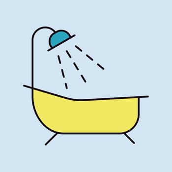 Bathroom vector isolated icon. Bath with shower sign. Graph symbol for travel and tourism web site and apps design, logo, app, UI