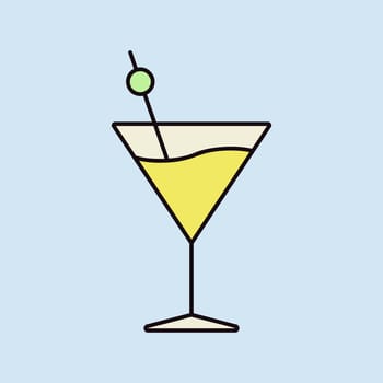 Cocktail drink glass isolated icon vector. Graph symbol for bar and cafe web site and apps design, logo, app, UI