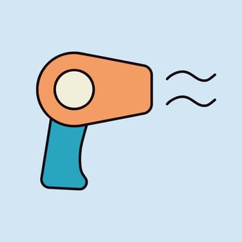 Hair dryer flat vector isolated icon. Graph symbol for household electric web site and apps design, logo, app, UI