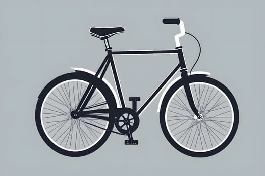 A black bicycle featuring white accents stands prominently against a gray background. The bike showcases a simple and elegant design, highlighting its smooth lines and classic structure. Its wheels and pedals are clearly visible, emphasizing its functionality and aesthetic appeal.