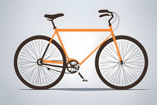 A classic orange bicycle stands prominently against a light backdrop, showcasing its sleek design and black components. The bike features slender tires and a traditional frame, inviting views of its simple yet functional aesthetic.