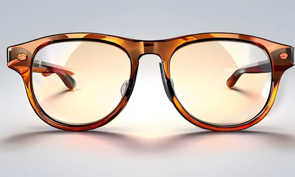 The brown tortoiseshell sunglasses feature a trendy design with gradient lenses that transition in color. The eyewear is centered in the frame, emphasizing its unique shape and texture. The plain background ensures the focus remains entirely on the stylish accessory.