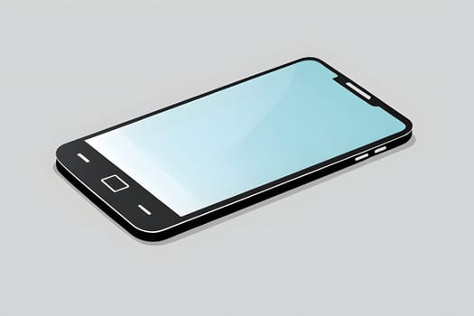 A sleek smartphone is positioned diagonally on a light gray surface. The screen is blank, inviting users to engage with its features. The minimalist design emphasizes the device's modern aesthetic, suitable for various applications and settings.