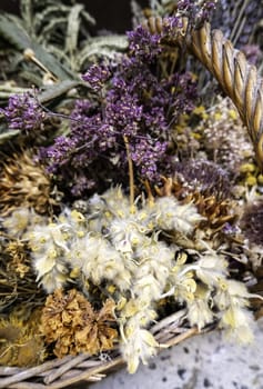 Detail of dried herbs for traditional medicinal treatments