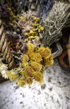 Detail of dried herbs for traditional medicinal treatments