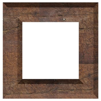 Blank brown wooden frame on isolated background