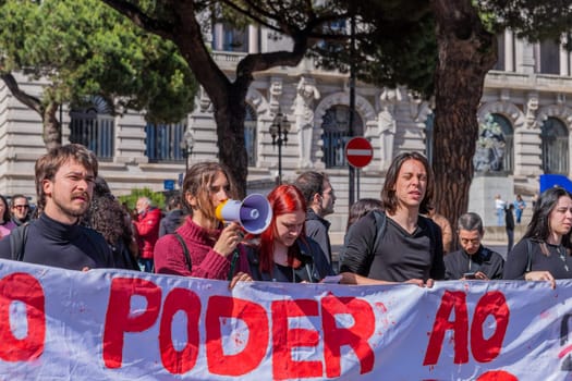 Porto, Portugal: May 1, 2024: Celebration and Protest of the May 1in Portugal, Labour Day, in Porto, Portugal