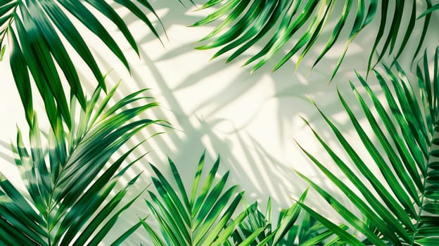 Background or green leafy tropical forest patterns for creative design elements. Copy space. AI generated