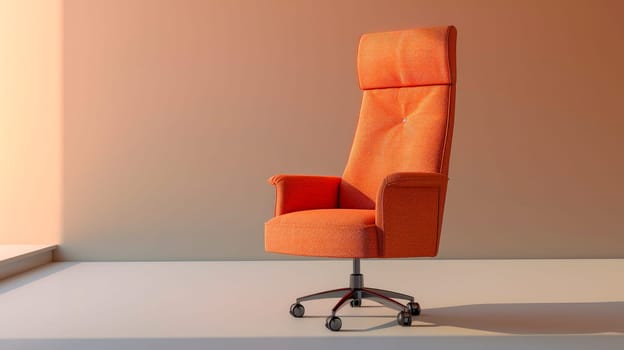 An office chair in the empty minimalist room. Business interior background, copy space. AI generated