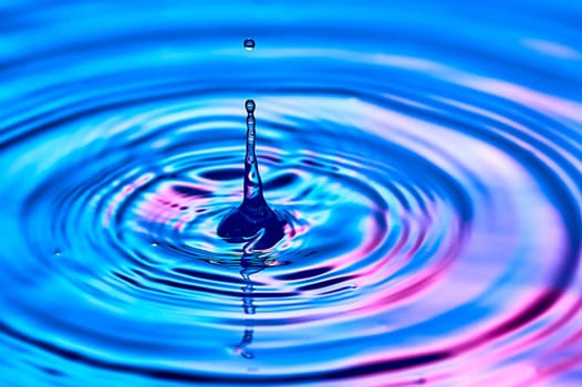 a drop of water falling into the water and creating waves. High quality photo