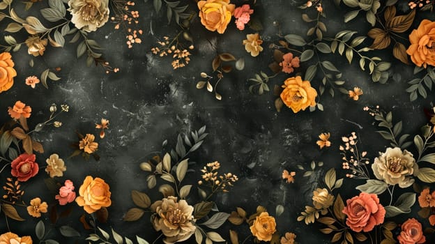 Creative layout made of beautiful flowers. Flat lay. AI generated