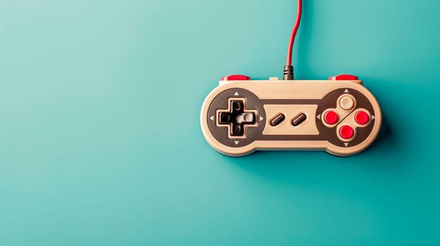 Gaming concept. Retro computer gaming controller on a color background. AI generated