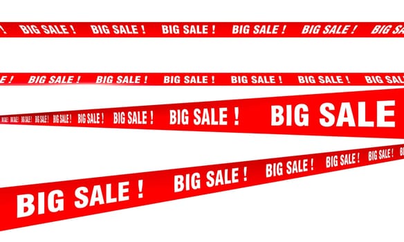 red banner with  repetitive 'big sale' text transparent background 3d