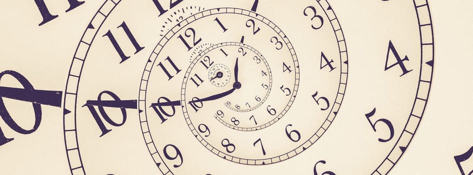 Time background. Concept of hypnosis, past, future. Round spiral, droste geometric graphic.