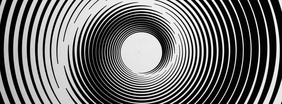 Optical illusion horizontal background. Abstract curves, geometric effect. Black and white.