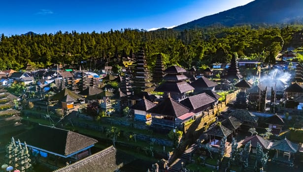 Besakih Temple in the village of Besakih on the slopes of Mount Agung in eastern Bali, Indonesia