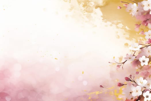 Soft pastel colors blend harmoniously with delicate flowers, creating a tranquil atmosphere perfect for springtime.