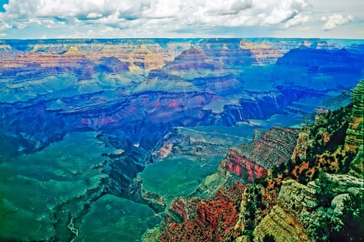 Grand Canyon with cloudy skies in Arizona
