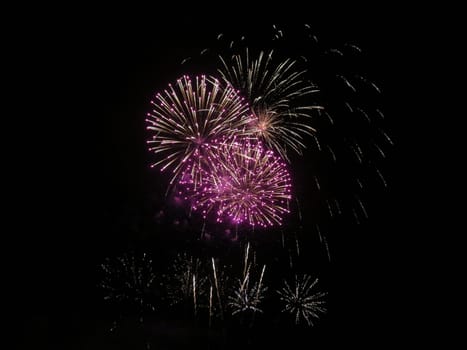 beautiful fireworks lights in the sky colors explosions noise smoke gunpowder