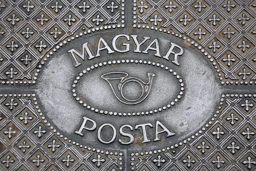 Hungarian drain cover in the city of Budapest, Hungary.
