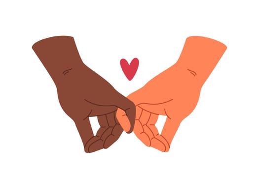 Multiracial love between people holding hands and ready to create family without racial prejudice