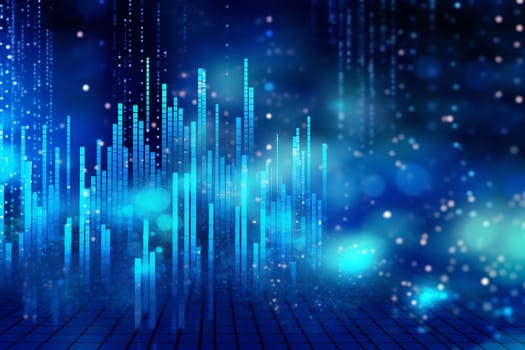 Abstract display of sound waves in vibrant blue hues against a dark background, creating a mesmerizing digital atmosphere.