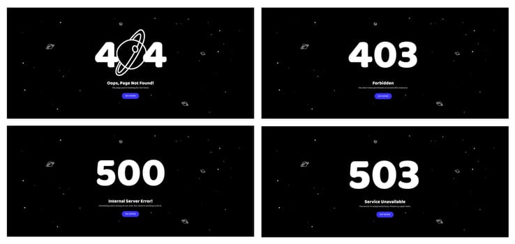 Web error pages layout vector design illustration