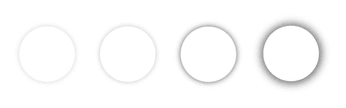 Set of stippling round frames. Vector dotted circle