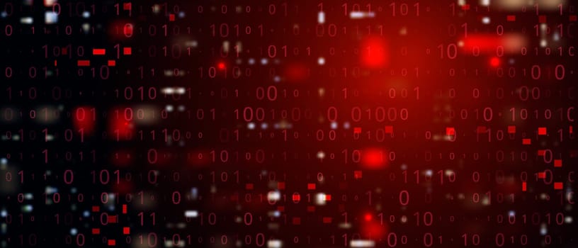 Digital Binary Code on Dark Red. Data Breach Concept