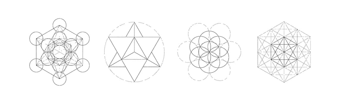 Mystical sacred geometry vector symbos set. Spirituality