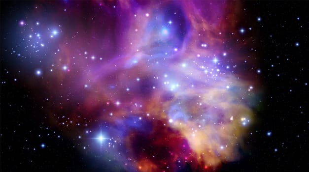 Space vector background with realistic nebula and shining stars. Magic colorful galaxy