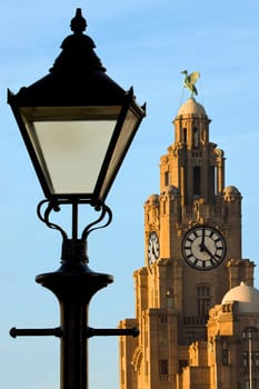 The Liver Building on the city of Liverpool in the northwest of England